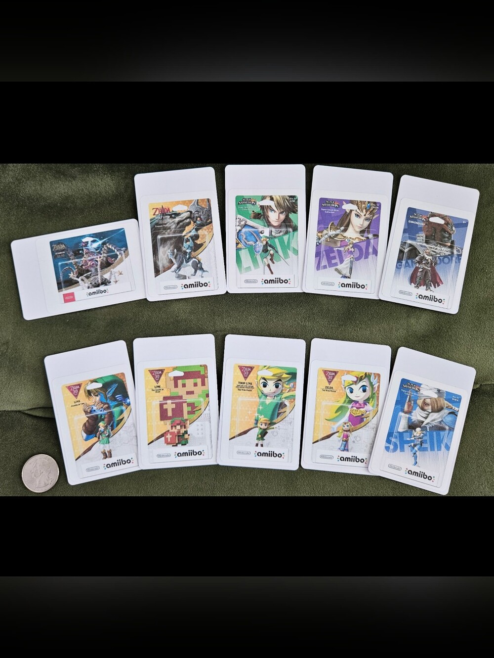 10 Custom Zelda Amiibo NFC Cards Hard Plastic Switch Smash Bros BOTW LOZ 30th